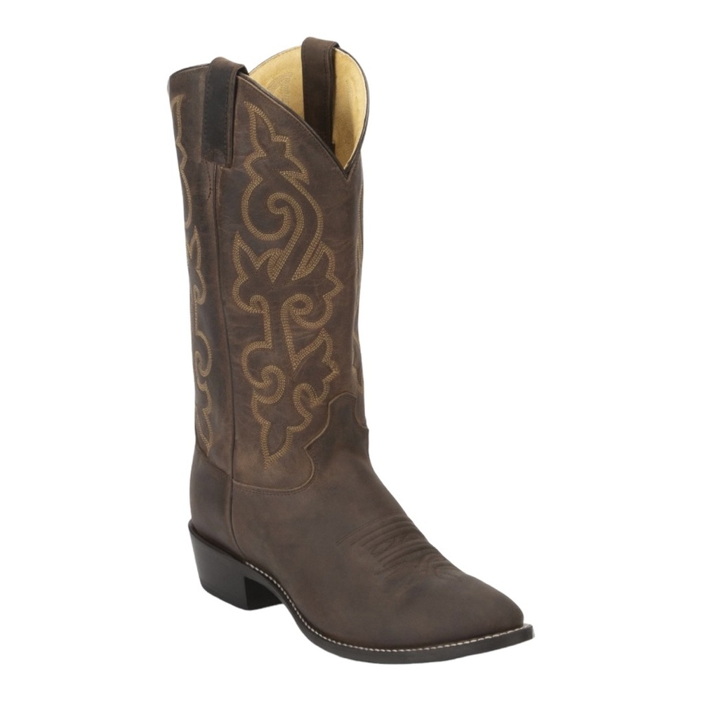 JUSTIN MEN'S BUCK BROWN ROUND TOE WESTERN BOOTS cowboy shoes size 9.5 leather - Picture 8 of 8